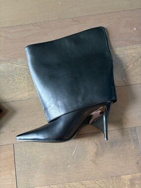 Black Leather Stiletto Boots